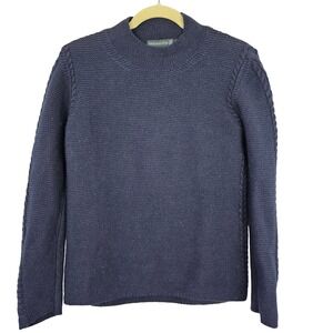 Ireland's Eye Navy Blue Cable Knit Mock Neck Sweater Size M‎